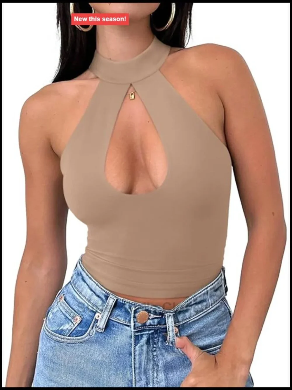 REORIA Sexy Halter Crop Top Y2K Cut Out Tank Sleeveless Fitted